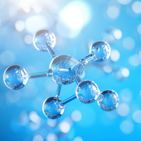 Blue molecular structure.